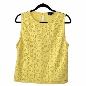 Topshop Floral Yellow Lace Tank Top Blouse